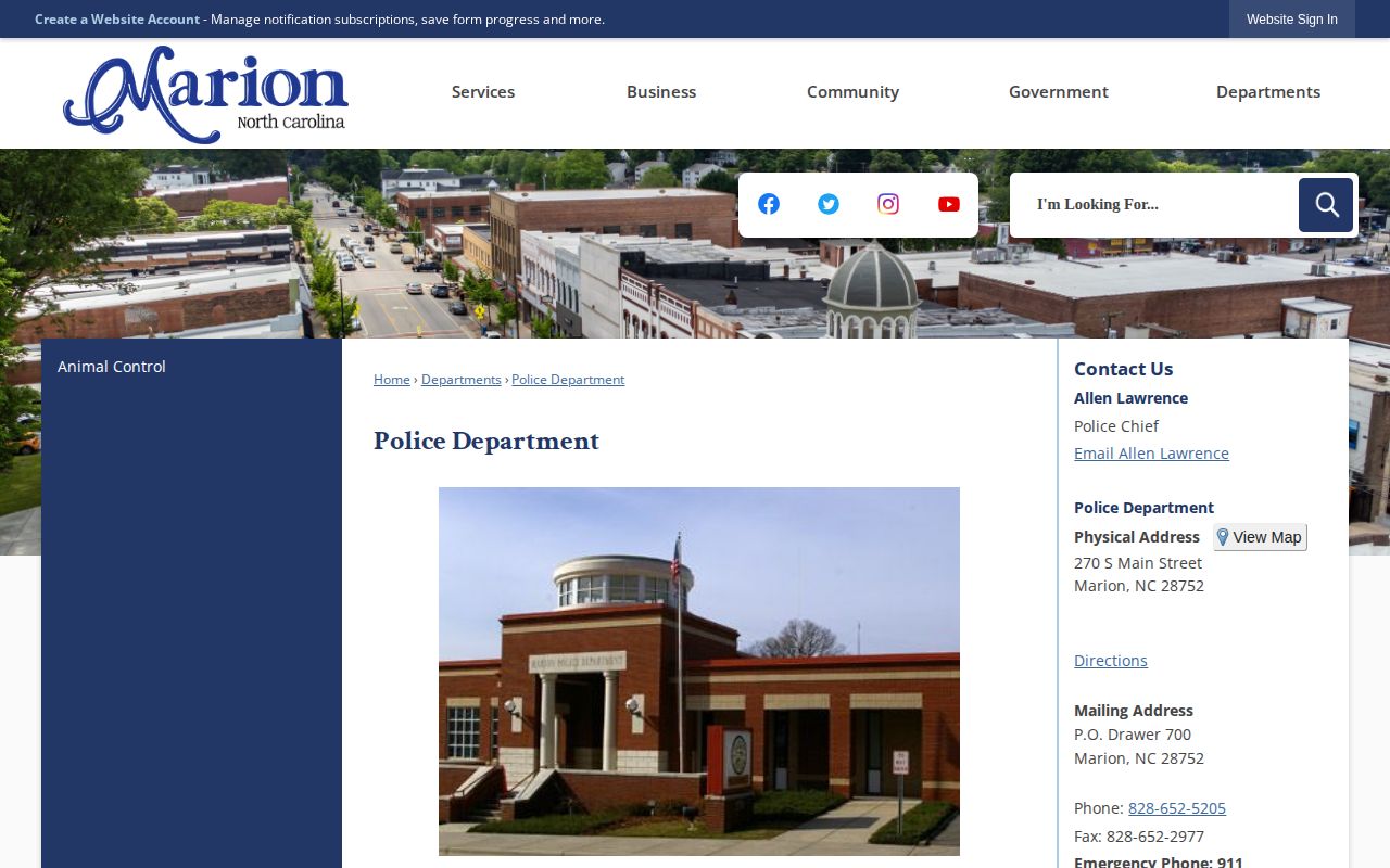 Marion Police Department official recent arrest record contact page