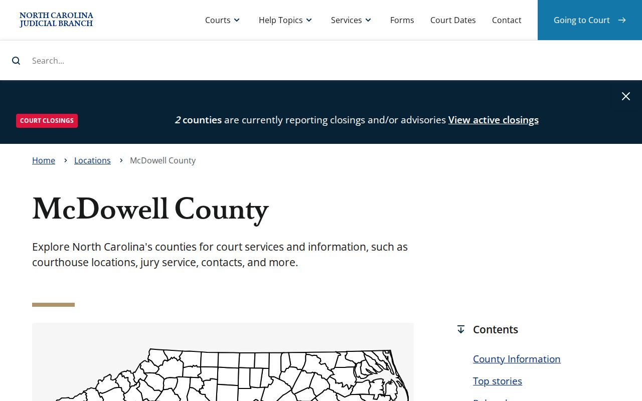 North Carolina Judicial Branch McDowell County court page