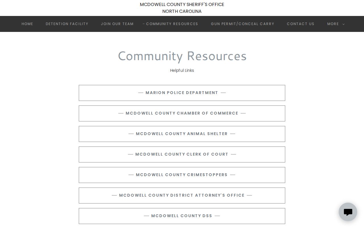 McDowell County Sheriff official resources linking to VINELink custody records